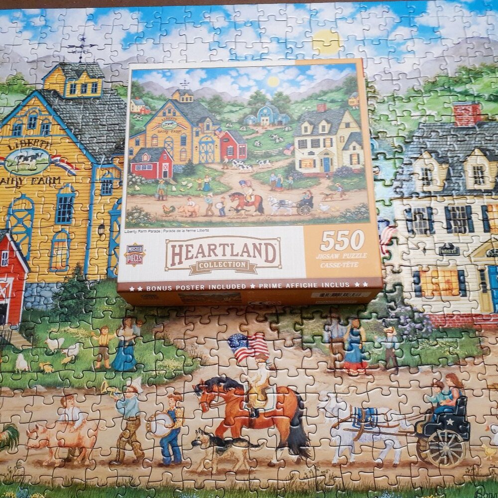 Master Pieces Jigsaw Puzzle Liberty Farm Parade 550 Pieces Heartland Complete